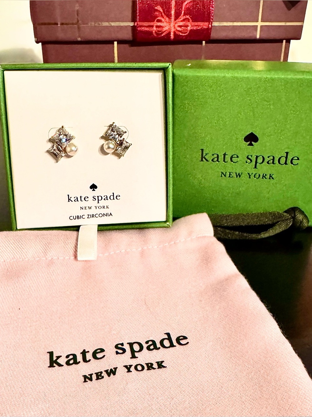 NIB Kate Spade Victoria Cluster Stud Earrings Gold Pearl CZ NIB & Auth. Dustbag